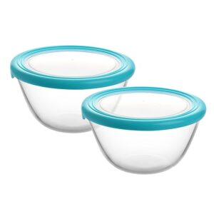 CELLO Ornella Toughened Glass Mixing Bowl with Premium Lid  | 500 ml | Set of 2