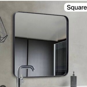 Square shaped mirror with black aluminium frame