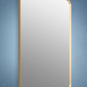 Rectangular shaped mirror with golden aluminium frame