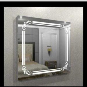 Rectangular led mirror with inner illumination of light through pattern