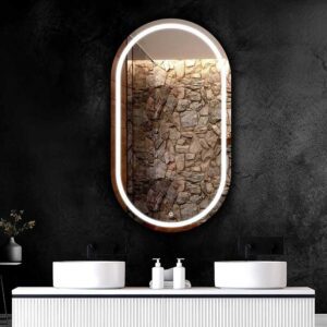 Capsule shaped led mirror with inner illuminated light(single line design)