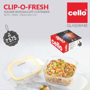 Cello Clip O Fresh Borosilicate Square Container | 800ml