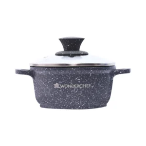 Granite Die-Cast Non-stick Casserole Set, 6Pc (16cm, 20cm, 24cm) Induction Bottom, Soft-touch Handles, Virgin Grade Aluminium, PFOA/Heavy metals free