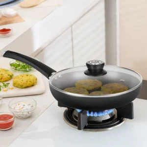 Hard Anodized Induction Base Fry Pan W Glass Lid