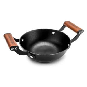Pre-Seasoned Ferro Light 24cm Kadhai | 2.3L | Acacia Wooden Handles