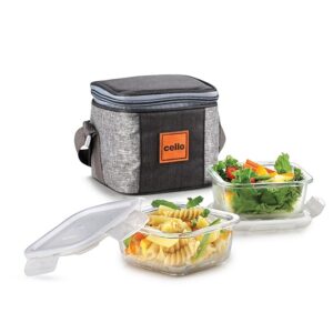 CELLO Glassy Square Lunch Box | Set of 2 | 320 ml