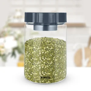 Borosil Endura Easy scoop Airtight Glass Jar | PP Lid | Gray | 600ml | 900ml | 1200ml
