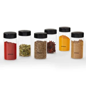 Borosil Neo Fridge Proof Glass Spice Jars | Set of 6 | 250ml