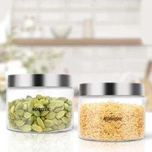 Endura Airtight Glass Jar | SS Lid | Screw Top | Set of 2 | 350ml