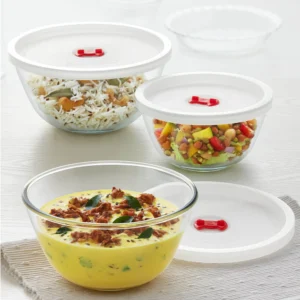 Borosil Tuff-Glass Mixing & Serving Bowl |Set of 3 | 500ml, 900ml, 1300ml