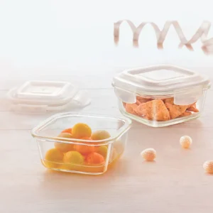 Borosil Tuff-Glass Klip n Store | Square | Set of 2 | With Lid | 320ml and 520ml