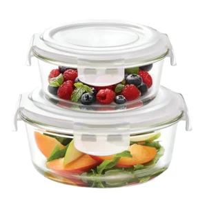 Borosil Tuff-Glass Klip n Store| Round | Set of 2 | With Lid | 240ml and 400ml